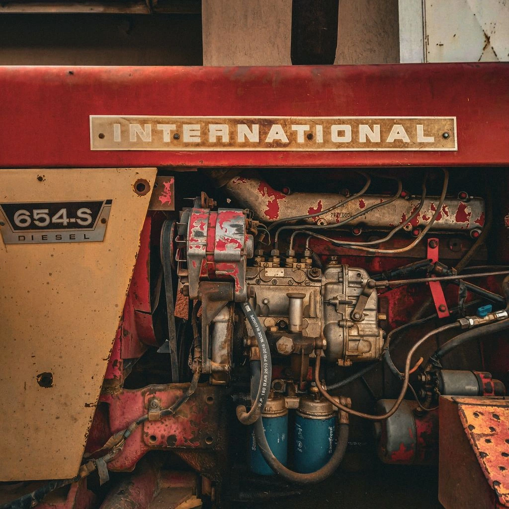 A Holset HX40W diesel turbocharger on a shop bench
