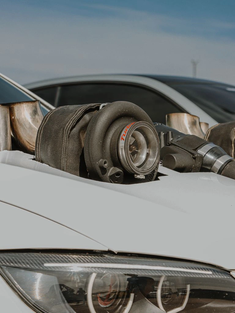 Holset HE351VE turbocharger on shop bench